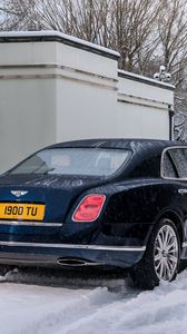 Превью обои bentley, mulsanne, черный, вид сбоку