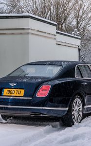 Превью обои bentley, mulsanne, черный, вид сбоку