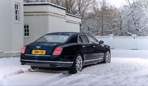 Превью обои bentley, mulsanne, черный, вид сбоку