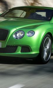 Превью обои bentley, зеленый, вид сбоку