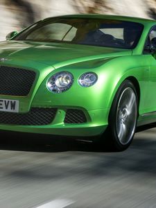 Превью обои bentley, зеленый, вид сбоку