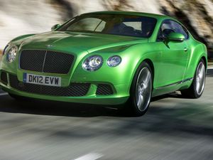 Превью обои bentley, зеленый, вид сбоку