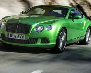 Превью обои bentley, зеленый, вид сбоку