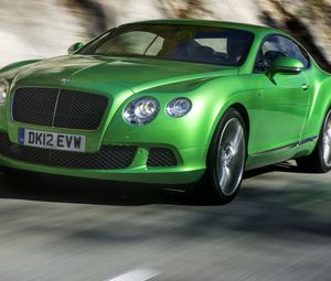 Превью обои bentley, зеленый, вид сбоку