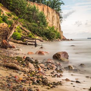 Превью обои берег, галька, камни, море, природа