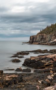 Превью обои берег, камни, море, скала, пейзаж