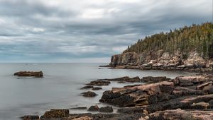 Превью обои берег, камни, море, скала, пейзаж