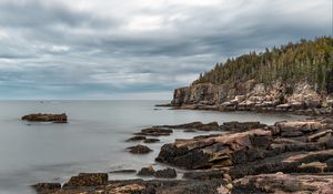 Превью обои берег, камни, море, скала, пейзаж