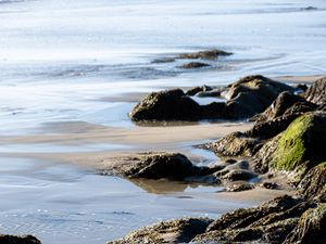 Превью обои берег, камни, море, пейзаж, природа