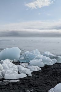 Превью обои берег, лед, море, облака, природа