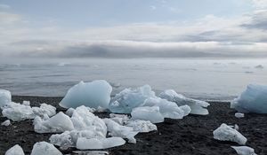 Превью обои берег, лед, море, облака, природа