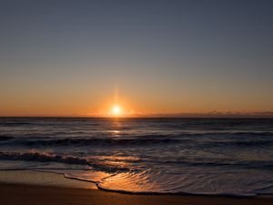 Превью обои берег, море, рассвет, природа