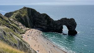 Превью обои берег, море, скала, арка, природа, пляж