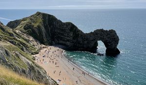 Превью обои берег, море, скала, арка, природа, пляж