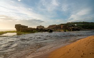 Превью обои берег, море, скалы, природа, пейзаж