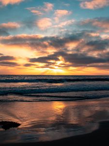 Превью обои берег, море, закат, природа