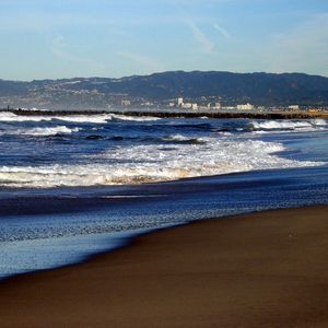 Превью обои берег, пена, море, песок