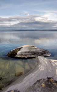 Превью обои берег, песок, камень, море, природа