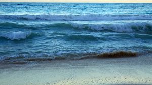 Превью обои берег, песок, море, волны, природа
