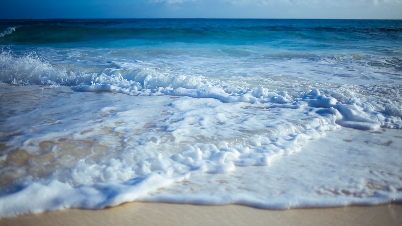 Обои берег, песок, волны, прибой
