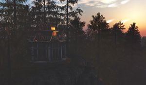 Превью обои беседка, деревья, лес