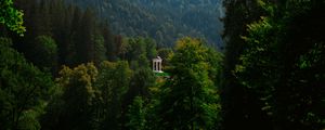 Превью обои беседка, деревья, трава, небо, горы, пейзаж, германия