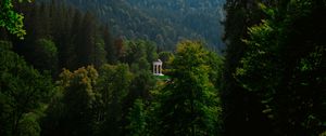 Превью обои беседка, деревья, трава, небо, горы, пейзаж, германия