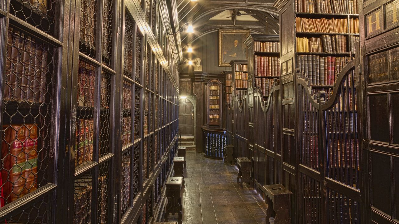 Обои библиотека, книги, комната, интерьер, деревянный