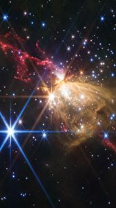 Превью обои блеск, сияние, туманность, млечный путь, звезды, космос, темный