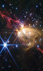 Превью обои блеск, сияние, туманность, млечный путь, звезды, космос, темный