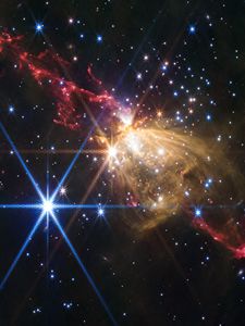 Превью обои блеск, сияние, туманность, млечный путь, звезды, космос, темный