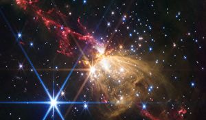 Превью обои блеск, сияние, туманность, млечный путь, звезды, космос, темный