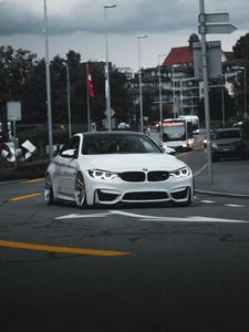 Превью обои bmw 3 series m, bmw, автомобиль, спорткар, вид спереди, дорога