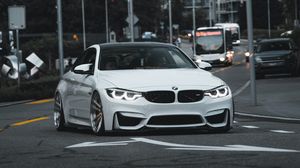 Превью обои bmw 3 series m, bmw, автомобиль, спорткар, вид спереди, дорога