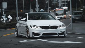 Превью обои bmw 3 series m, bmw, автомобиль, спорткар, вид спереди, дорога