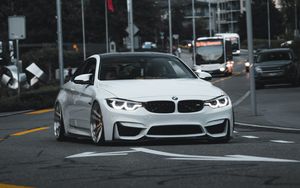 Превью обои bmw 3 series m, bmw, автомобиль, спорткар, вид спереди, дорога