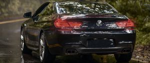 Превью обои bmw 650i m sport, bmw, машина, спортивный, вид сзади, купе, темно-синий