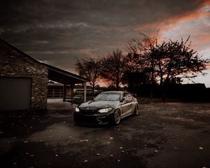 Превью обои bmw, автомобиль, черный, темный