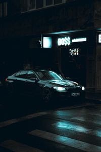 Превью обои bmw, автомобиль, черный, мокрый, темный