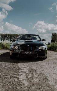 Превью обои bmw, автомобиль, черный, стоянка