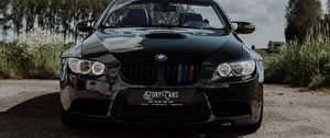 Превью обои bmw, автомобиль, черный, стоянка