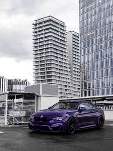 Превью обои bmw, автомобиль, фиолетовый, стоянка