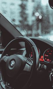 Превью обои bmw, автомобиль, руль, спидометр