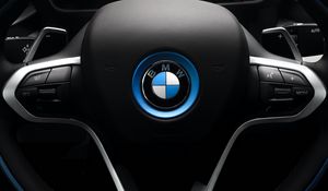 Превью обои bmw, автомобиль, руль, черный, бренд