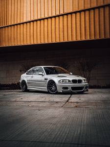 Превью обои bmw, автомобиль, серый, вид сбоку