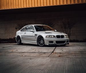 Превью обои bmw, автомобиль, серый, вид сбоку