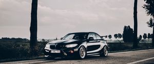 Превью обои bmw, автомобиль, спойлер, черный, дорога
