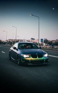 Превью обои bmw, автомобиль, зеленый, дорога