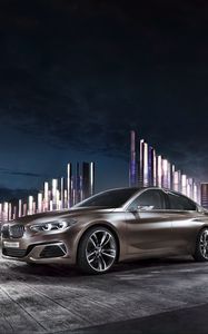 Превью обои bmw, compact, вид сбоку, ночь