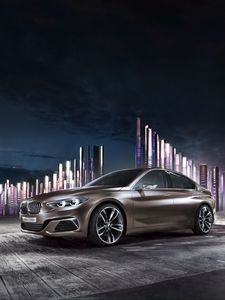 Превью обои bmw, compact, вид сбоку, ночь